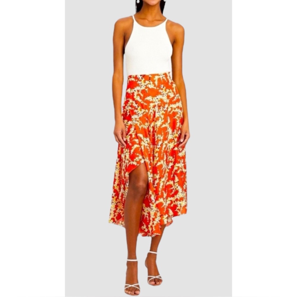 A.L.C. | NWOT $395 Lev Silk Floral Asymmetrical Slip Skirt, Size 4
